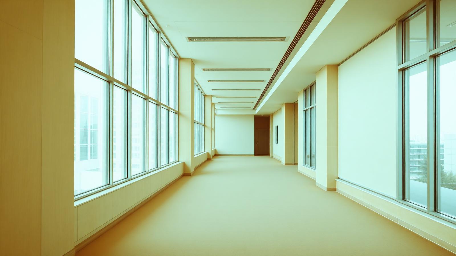 Couloir de bureaux moderne et lumineux